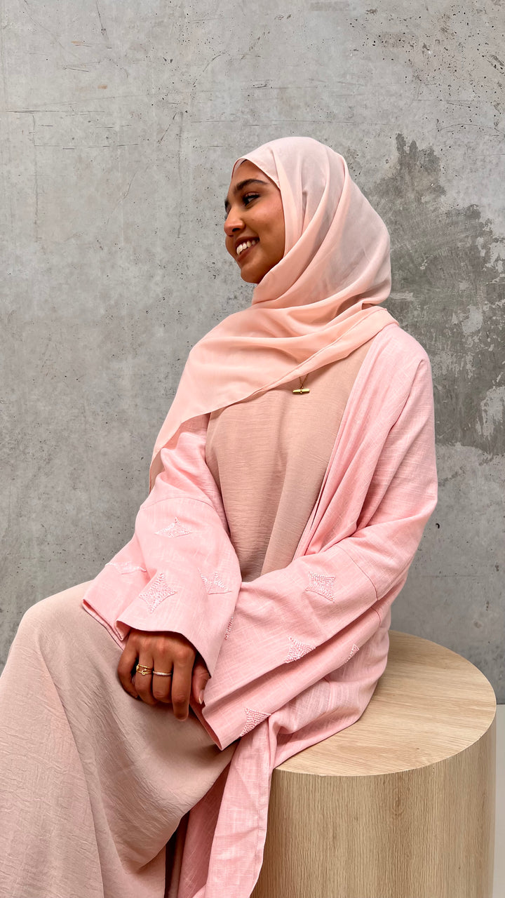 Amal Linen Abaya - Pink