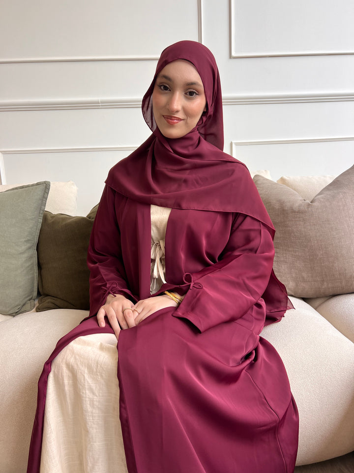 Bow Abaya 2pc set - Maroon