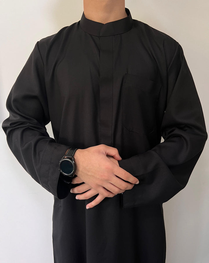 Obsidian Black Deluxe Collared Thobe
