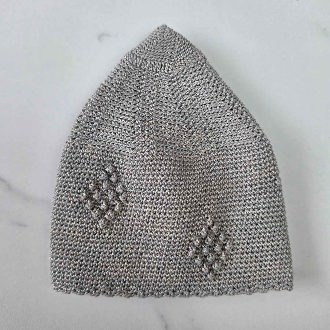 Men’s Premium Knitted Prayer Hat/Kufi - Light Grey