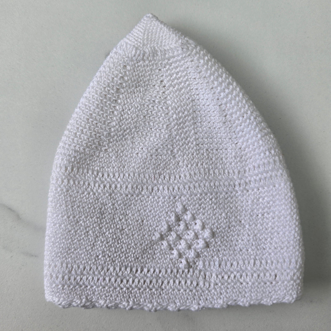 Men’s Premium Knitted Prayer Hat/Kufi - White