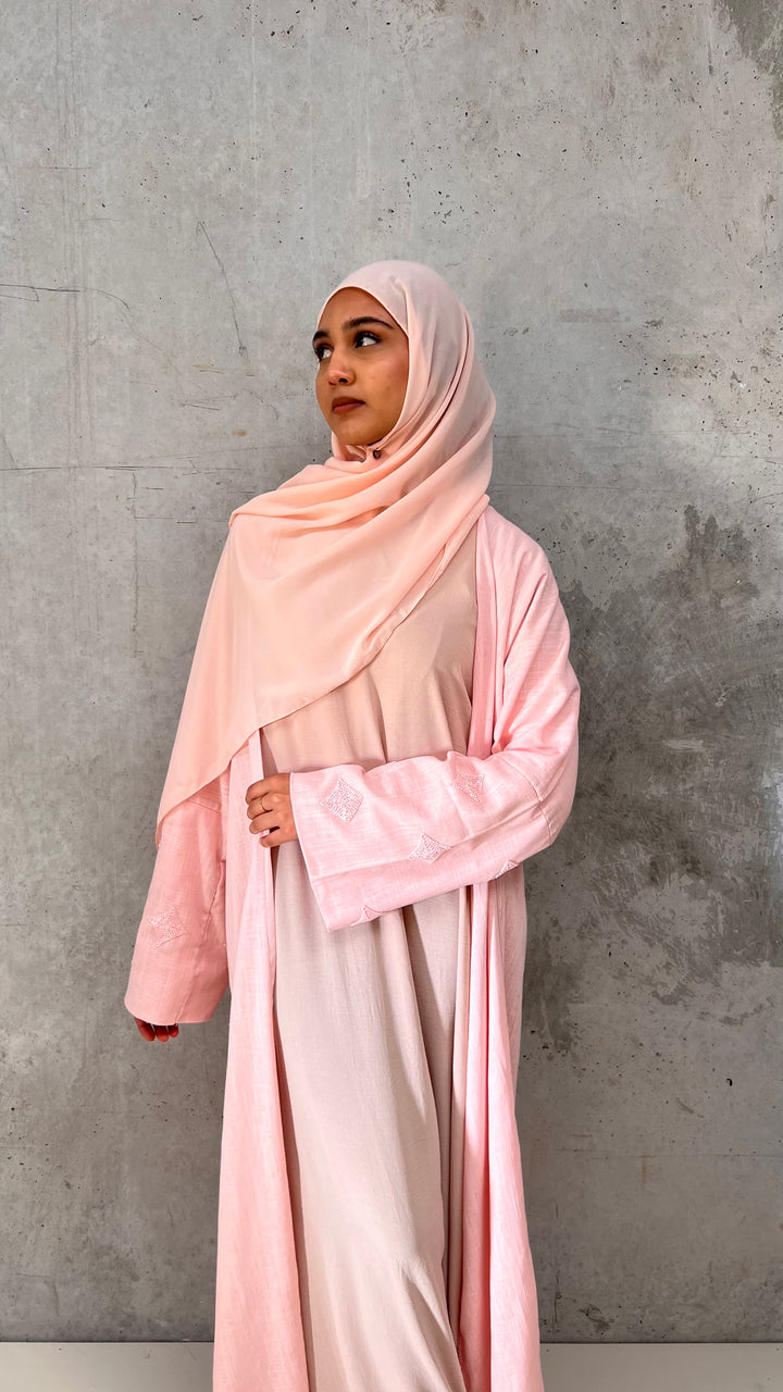 Amal Linen Abaya - Pink