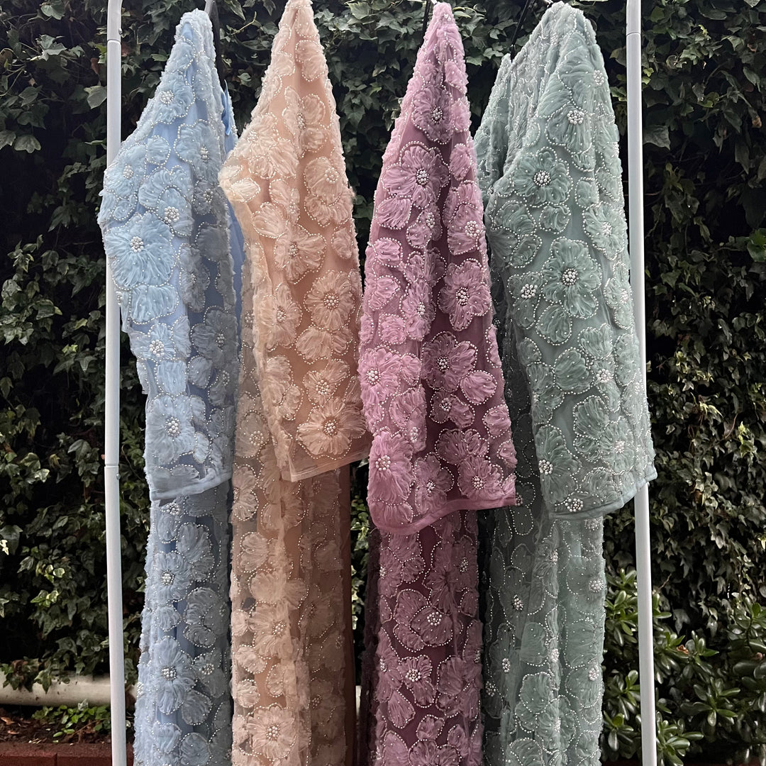 Pearl Petal Abaya (3pc Set)