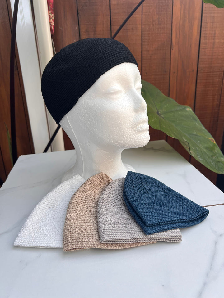 Men’s Premium Diamond Knitted Prayer Hat/Kufi - Black