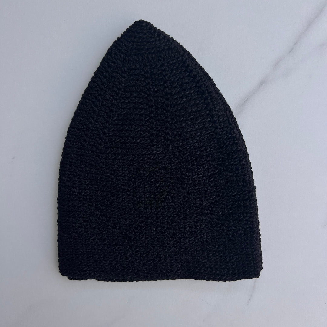 Men’s Premium Diamond Knitted Prayer Hat/Kufi - Black