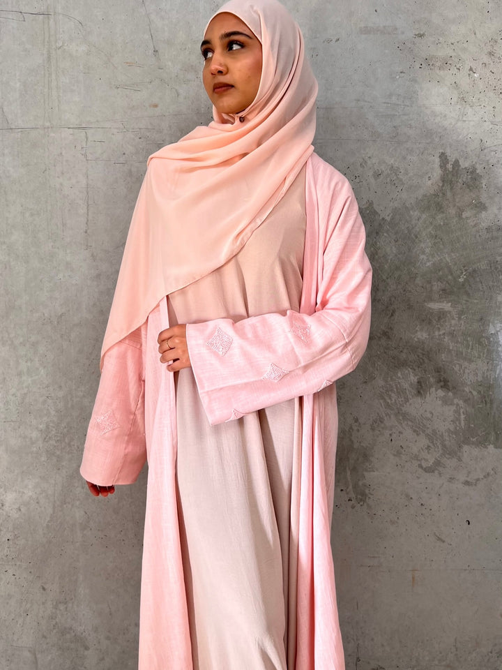 Amal Linen Abaya - Pink