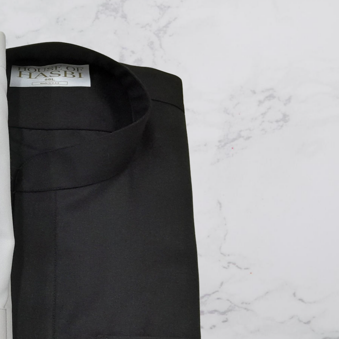 Obsidian Black Deluxe Collared Thobe