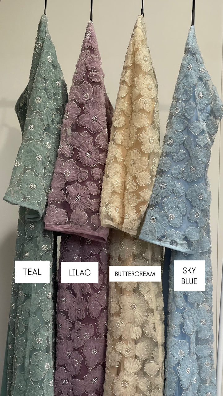 Pearl Petal Abaya (3pc Set)