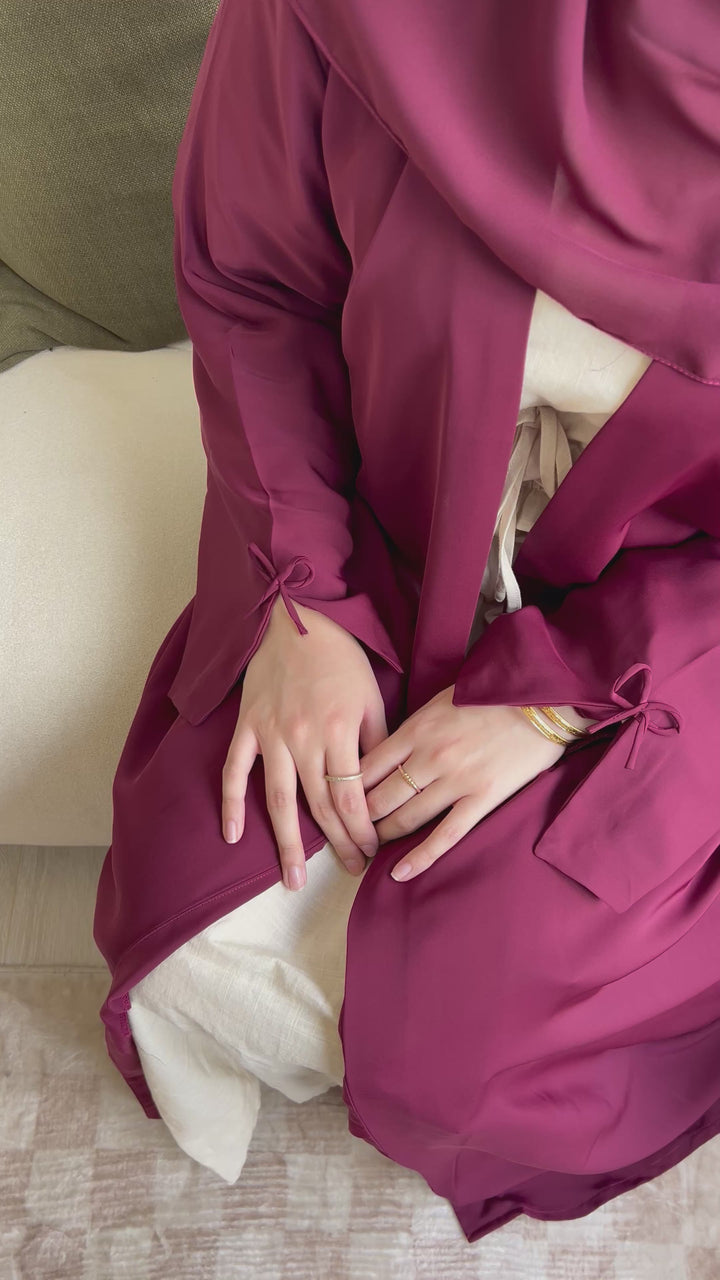 Bow Abaya 2pc set - Maroon
